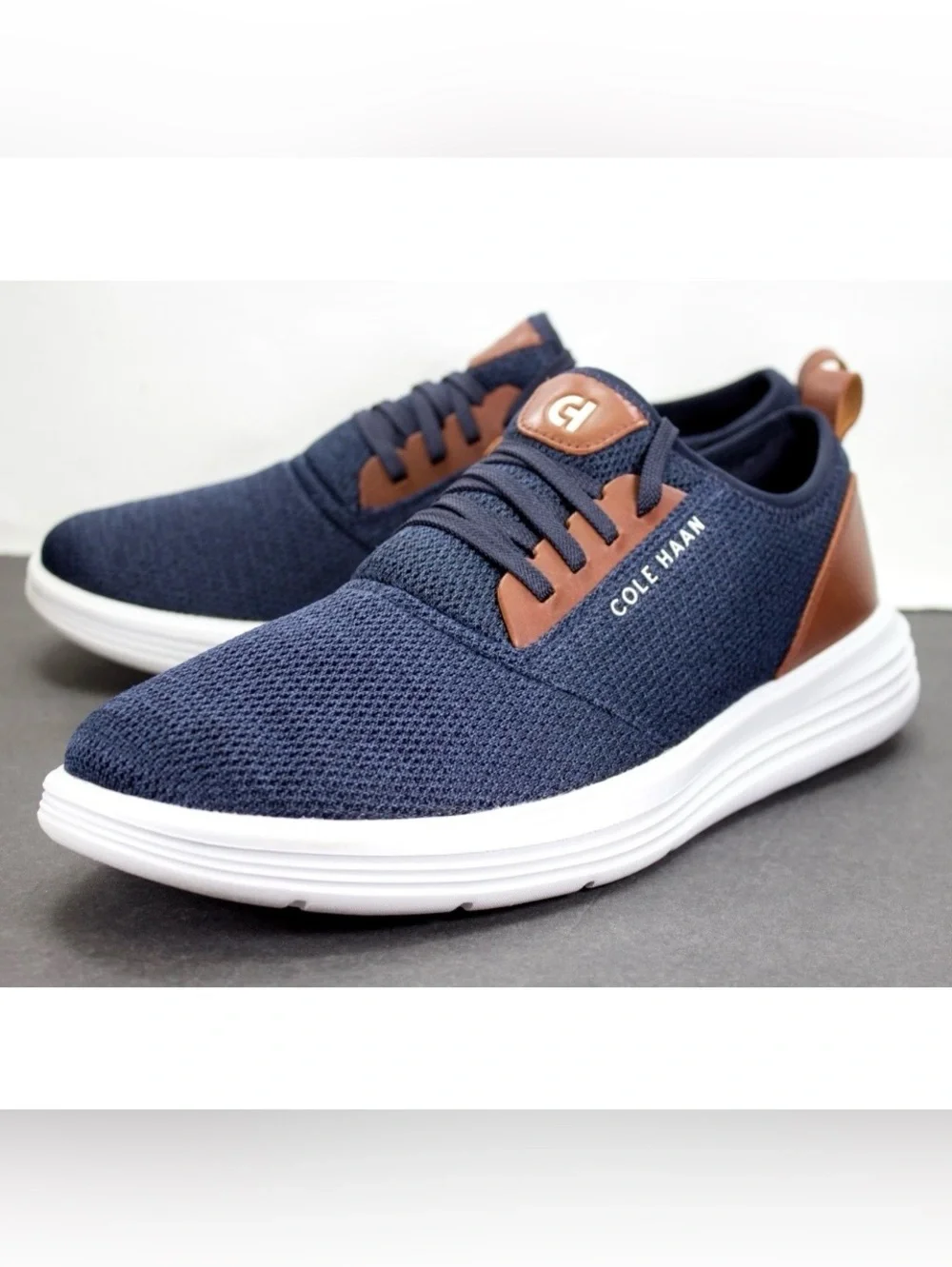 Cole Haan Grandsport Journey Mens US 12M Navy Brown Casual Sneakers Shoes C32582